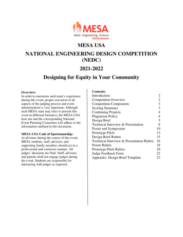 Mesa Usa National Engineering Design Competition (Nedc) 2021-2022 .