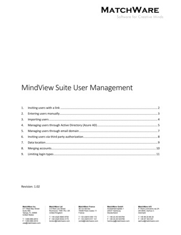 MindView Suite User Management - Matchware