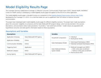 Model Eligibility Results Page Scenarios - Medicaid.gov