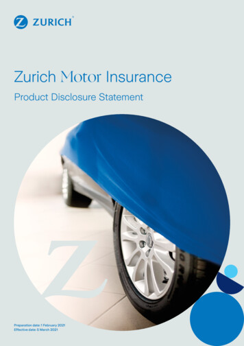 Motor Insurance PDS - Zurich