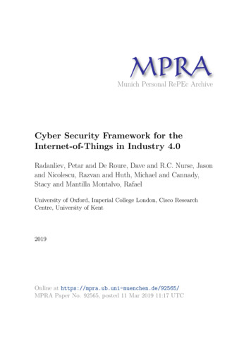 Cyber Security Framework For The Internet-of-Things In Industry 4.0