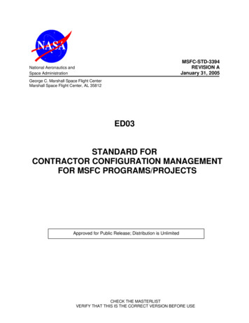 Ed03 Standard For Contractor Configuration Management For Msfc Programs .