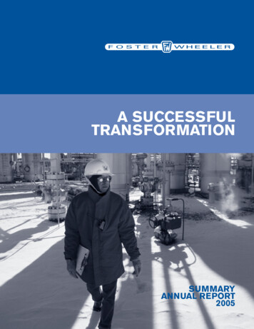 A SUCCESSFUL TRANSFORMATION - Annual Report