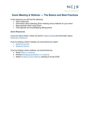 Zoom Meeting & Webinar The Basics And Best Practices