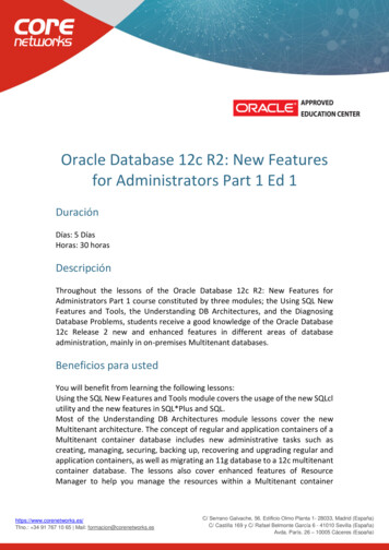 Oracle Database 12c R2: New Features For Administrators Part 1 Ed 1