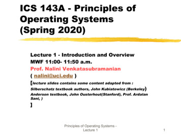 Sani, ) ( Nalini@uci.edu ) Operating Systems Prof. Nalini .