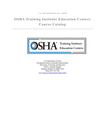 OSHA Training Institute Education Centers Course Catalog