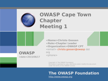 OWASP Cape Town Chapter Meeting 1