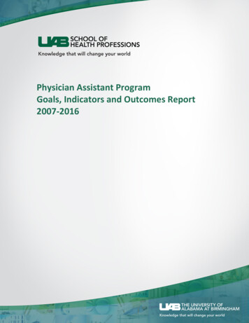Physician Assistant Program Goals, Indicators And Outcomes Report 2007-2016