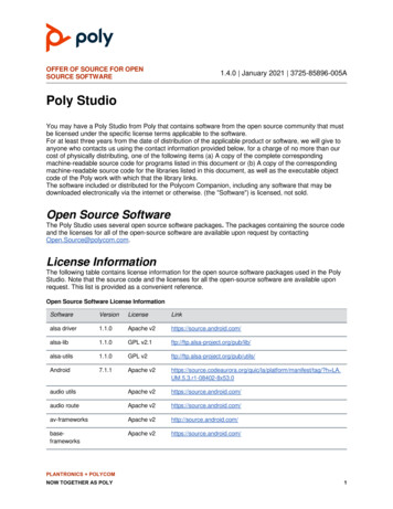Poly Studio Offer Of Source For Open Source Software