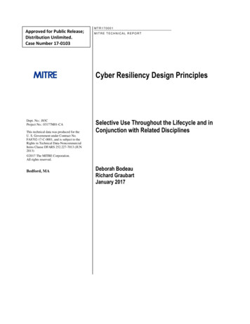 Cyber Resiliency Design Principles - Mitre Corporation