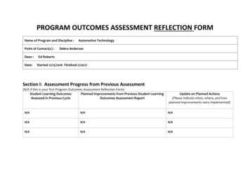 PROGRAM OUTCOMES ASSESSMENT REFLECTION FORM - Montgomery College