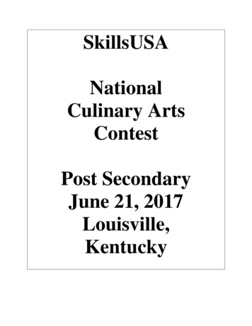 SkillsUSA National Culinary Arts Contest Post Secondary Louisville .