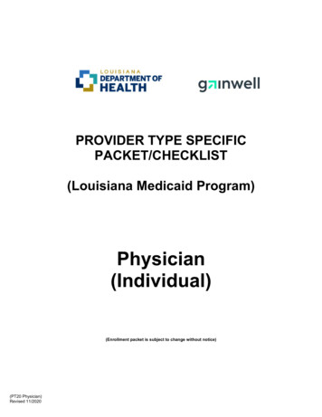 PT20 - Physician - Individual Packet - Checklist 12-20-17