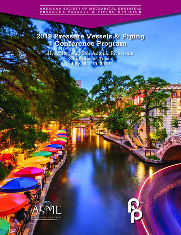 2019 Pressure Vessels & Piping Conference Program - ASME