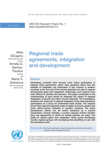 Regional Trade Agreements, Integration And Development - Tralac
