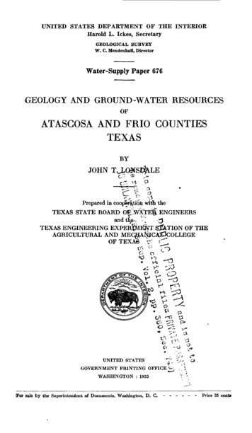 UNITED STATES DEPARTMENT OF THE INTERIOR Geologic Controls Of . - USGS