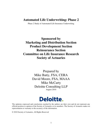 Automated Life Underwriting Phase 2 - Society Of Actuaries