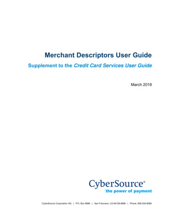 TitlePage Merchant Descriptors User Guide - CyberSource