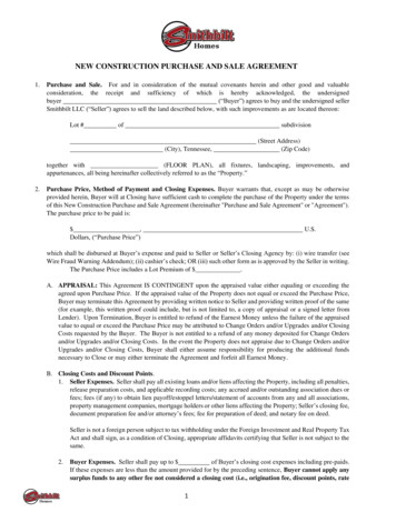 New Construction Purchase And Sale Agreement