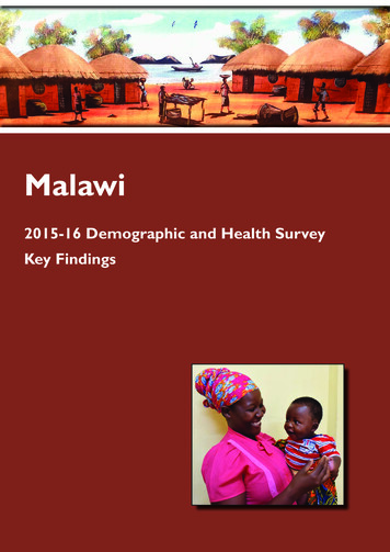 Malawi 2015-16 Demographic And Health Survey - Key Findings [SR237]
