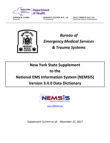 New York State Supplement To The National EMS Information System .