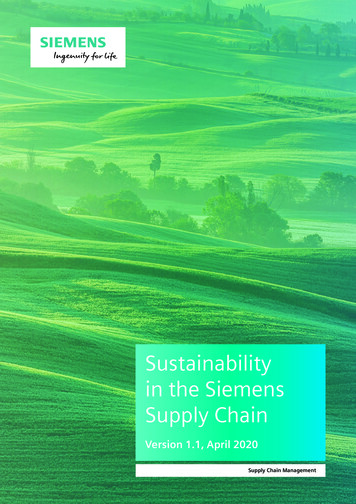 Siemens Sustainability In The Supply Chain Brochure