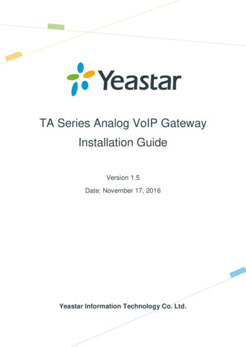 TA Series Analog VoIP Gateway Installation Guide - Tiptel