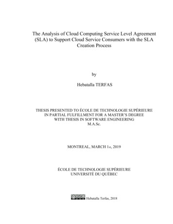 The Analysis Of Cloud Computing Service Level Agreement (SLA) To .