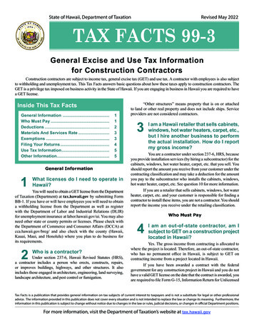 Tax Facts 99-3, General Excise And Use Tax Information For . - Hawaii