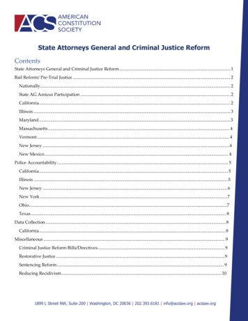 State Attorneys General And Criminal Justice Reform