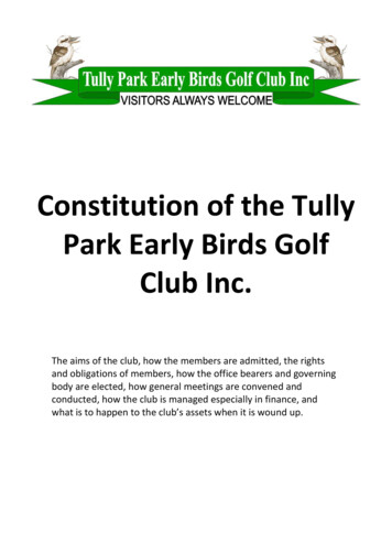 Constitution Of The Whittlesea Golf Club