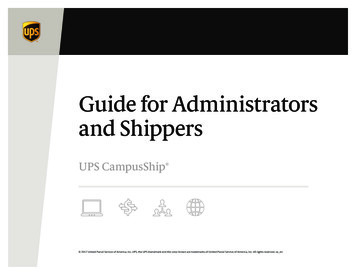 Guide For Administrators And Shippers - UPS
