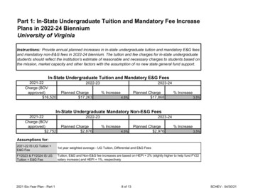 Part 1: In-State Undergraduate Tuition And Mandatory Fee Increase Plans .