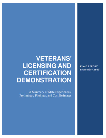 Veterans' Licensing And Certification Demonstration
