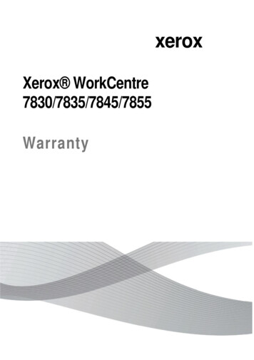 Xerox WorkCentre 7830/7835/7845/7855 Warranty