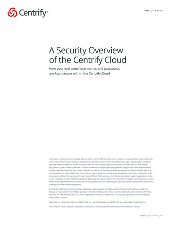 A Security Overview Of The Centrify Cloud