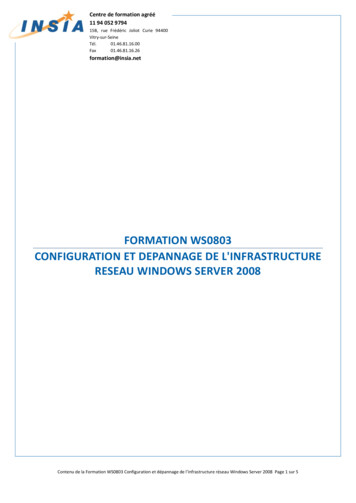 FORMATION WS0803 CONFIGURATION ET DEPANNAGE DE L . - Insia 