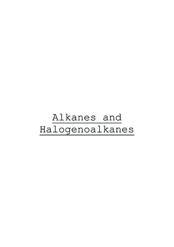 Alkanes And Halogenoalkanes - Science Skool!