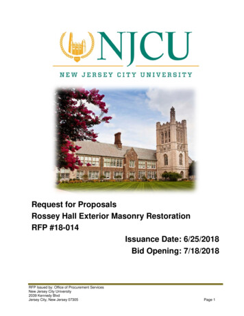 Request For Proposals Rossey Hall Exterior Masonry Restoration Issuance .