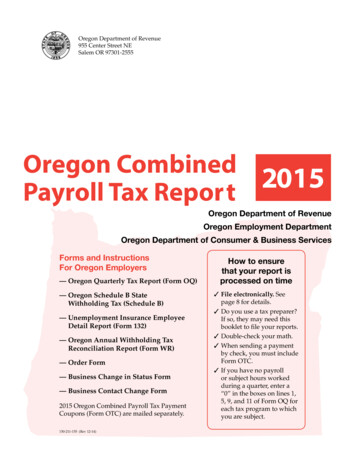Oregon Combined 2015 Payroll Tax Report