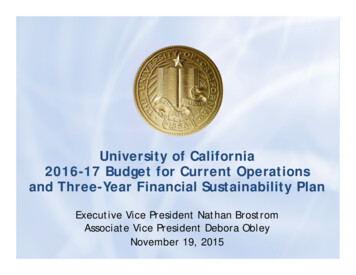University Of California 2016-17 Budget For Current Operations . - UCOP