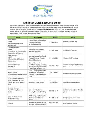 Exhibitor Quick Resource - Aopanet 