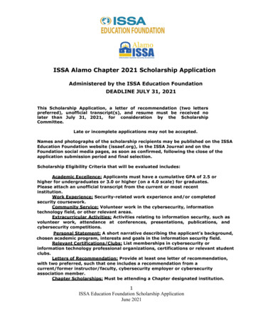 ISSA Alamo Chapter 2021 Scholarship Application