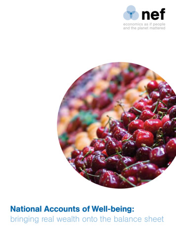 National Accounts Of Well-being: Bringing Real Wealth Onto The Balance .