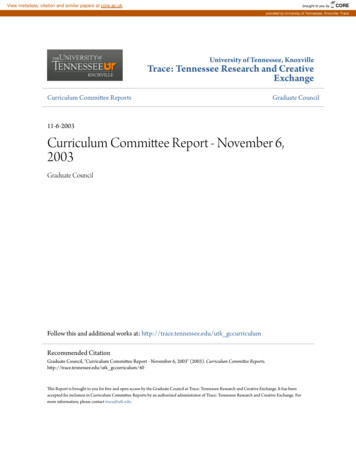 Curriculum Committee Report - November 6, 2003 - CORE