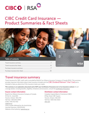 CIBC Credit Card Insurance - Product Summaries & Fact Sheets
