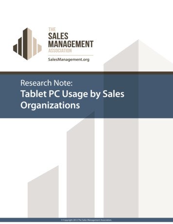 Research Note: Tablet PC Usage By Sales Organizations