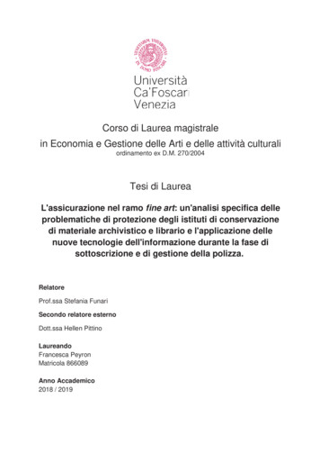 Corso Di Laurea Magistrale In Economia E Gestione Delle Arti E Delle .