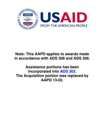 Note: This AAPD Applies To Awards Made In Accordance With ADS 308 And .